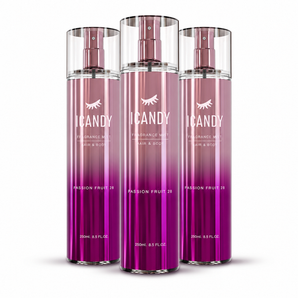 Kit 3 Body Splash Icandy Delicious Passion Fruit 28 Feminino 250ml